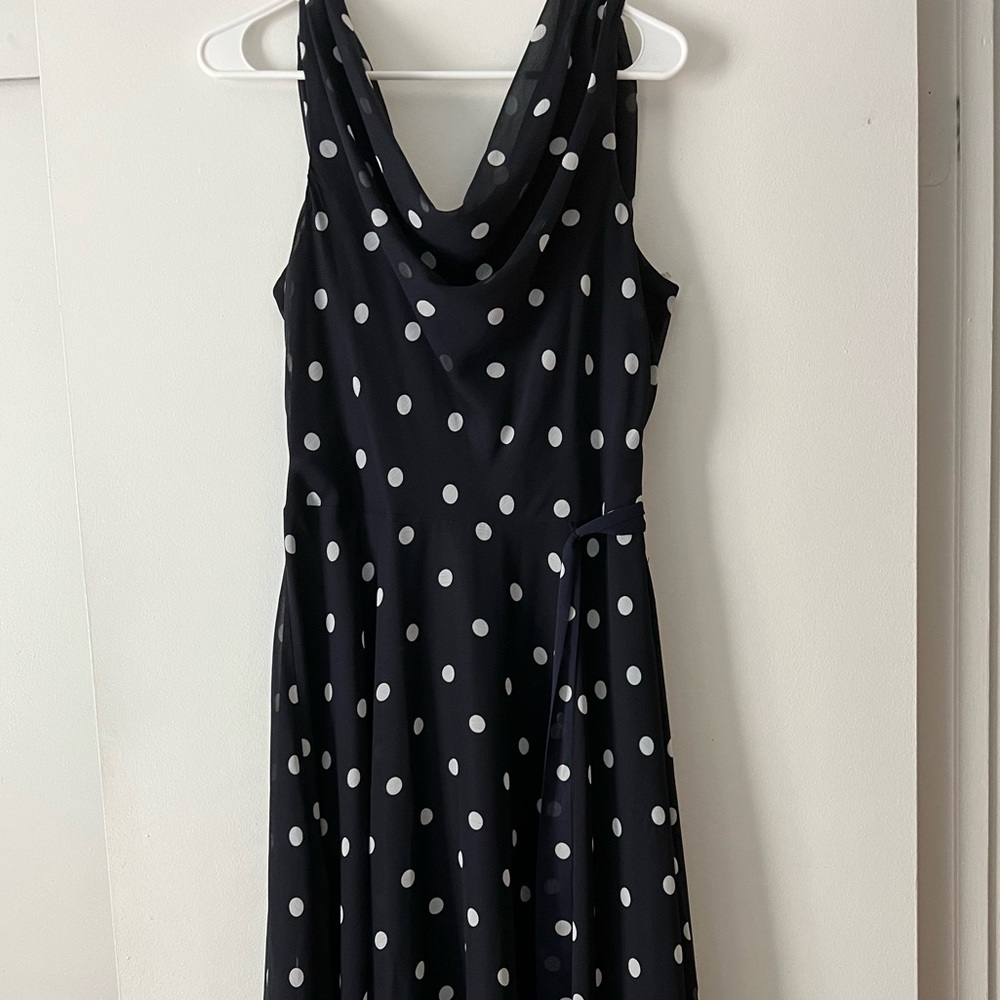 Navy Polka Dot Dress - sz 14